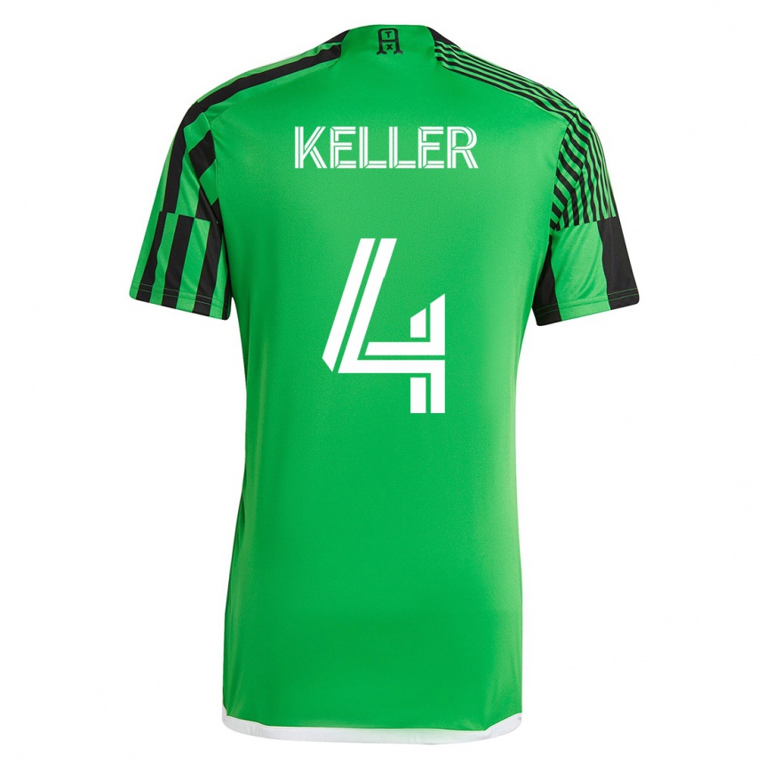 Damen Fußball Kipp Keller #4 Grün Schwarz Heimtrikot Trikot 2023/24 T-Shirt Luxemburg