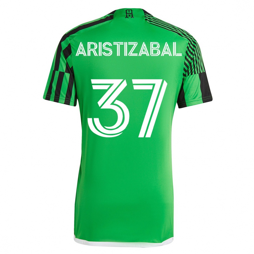 Damen Fußball Nicolas Aristizabal #37 Grün Schwarz Heimtrikot Trikot 2023/24 T-Shirt Luxemburg