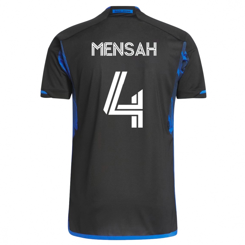 Damen Fußball Jonathan Mensah #4 Blau Schwarz Heimtrikot Trikot 2023/24 T-Shirt Luxemburg