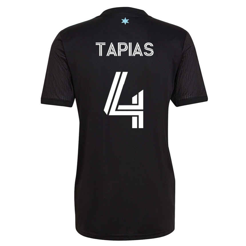 Damen Fußball Miguel Tapias #4 Schwarz Heimtrikot Trikot 2023/24 T-Shirt Luxemburg