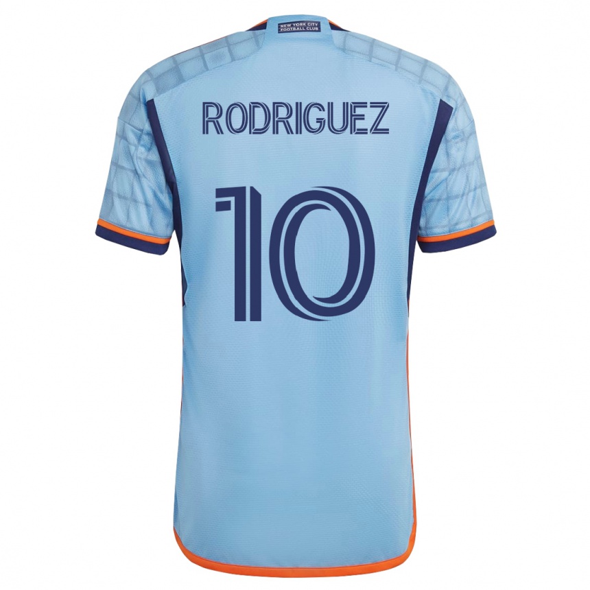 Damen Fußball Santiago Rodríguez #10 Blau Heimtrikot Trikot 2023/24 T-Shirt Luxemburg
