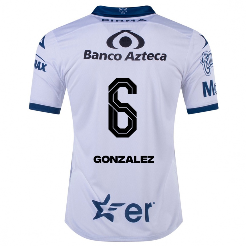 Damen Fußball Pablo González #6 Weiß Heimtrikot Trikot 2023/24 T-Shirt Luxemburg