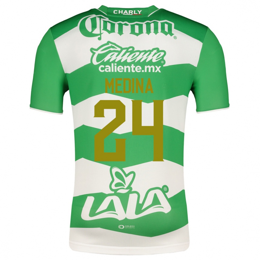 Damen Fußball Diego Medina #24 Grün Heimtrikot Trikot 2023/24 T-Shirt Luxemburg