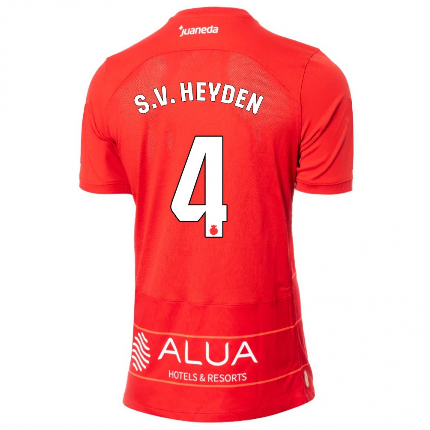 Damen Fußball Siebe Van Der Heyden #4 Rot Heimtrikot Trikot 2023/24 T-Shirt Luxemburg