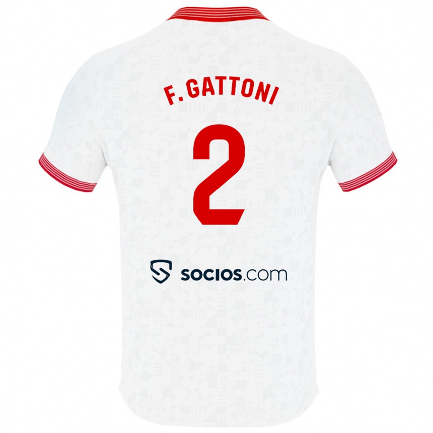 Damen Fußball Federico Gattoni #2 Weiß Heimtrikot Trikot 2023/24 T-Shirt Luxemburg