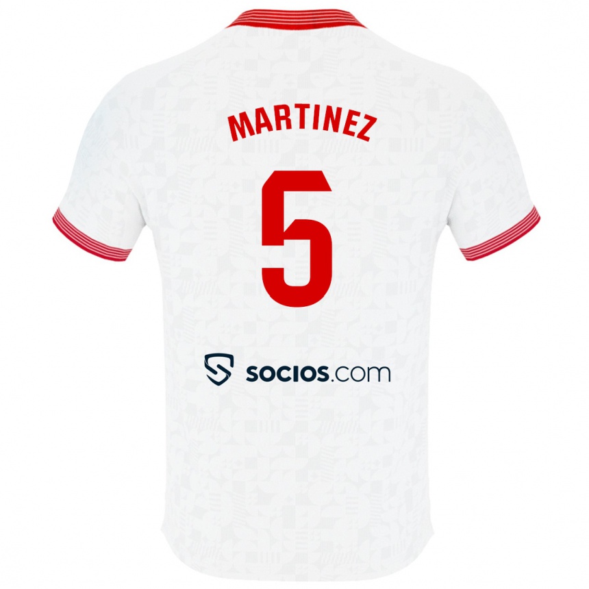 Damen Fußball Sergio Martínez #5 Weiß Heimtrikot Trikot 2023/24 T-Shirt Luxemburg