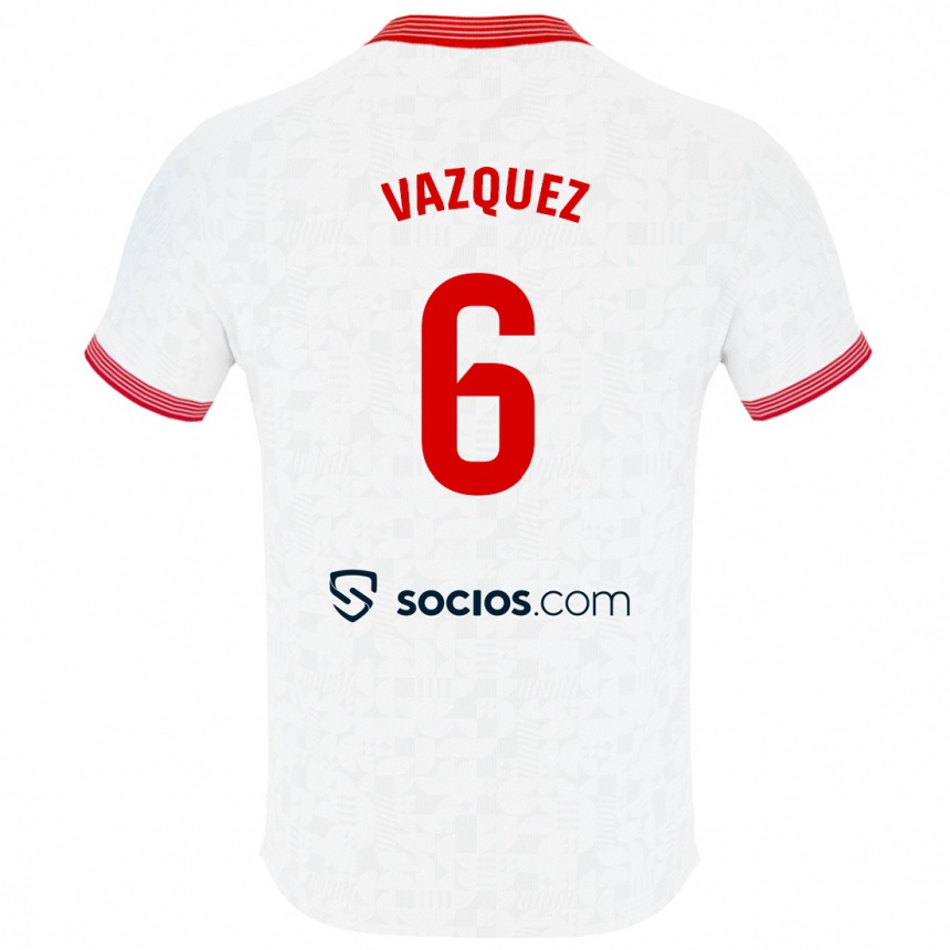 Damen Fußball Manolo Vázquez #6 Weiß Heimtrikot Trikot 2023/24 T-Shirt Luxemburg