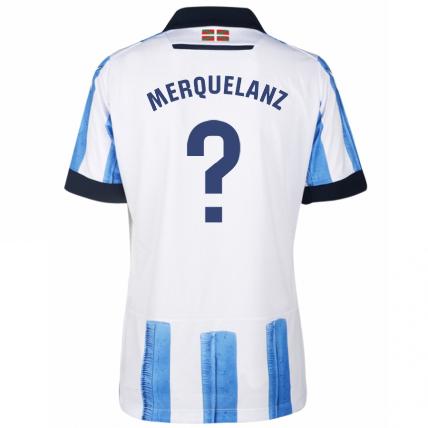 Damen Fußball Martín Merquelanz #0 Blau Weiss Heimtrikot Trikot 2023/24 T-Shirt Luxemburg