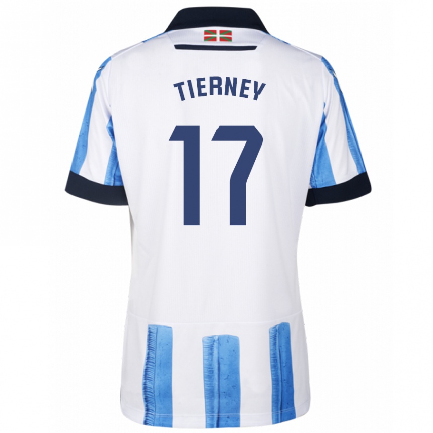 Damen Fußball Kieran Tierney #17 Blau Weiss Heimtrikot Trikot 2023/24 T-Shirt Luxemburg