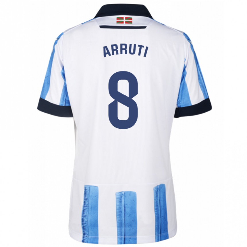 Damen Fußball Martín Arruti #8 Blau Weiss Heimtrikot Trikot 2023/24 T-Shirt Luxemburg