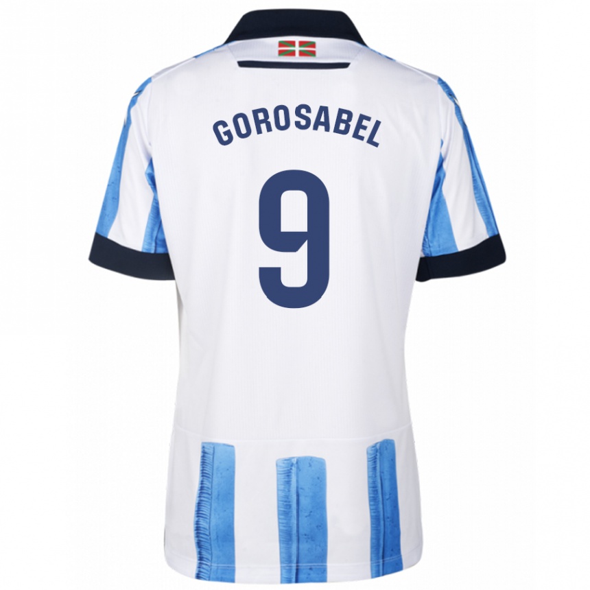 Damen Fußball Jakes Gorosabel #9 Blau Weiss Heimtrikot Trikot 2023/24 T-Shirt Luxemburg