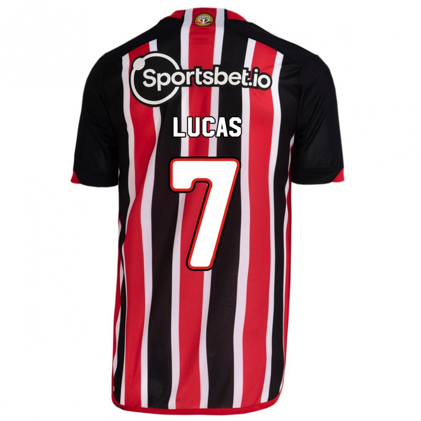 Damen Fußball Lucas Moura #7 Blau Rot Auswärtstrikot Trikot 2023/24 T-Shirt Luxemburg