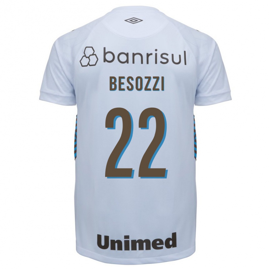 Damen Fußball Lucas Besozzi #22 Weiß Auswärtstrikot Trikot 2023/24 T-Shirt Luxemburg
