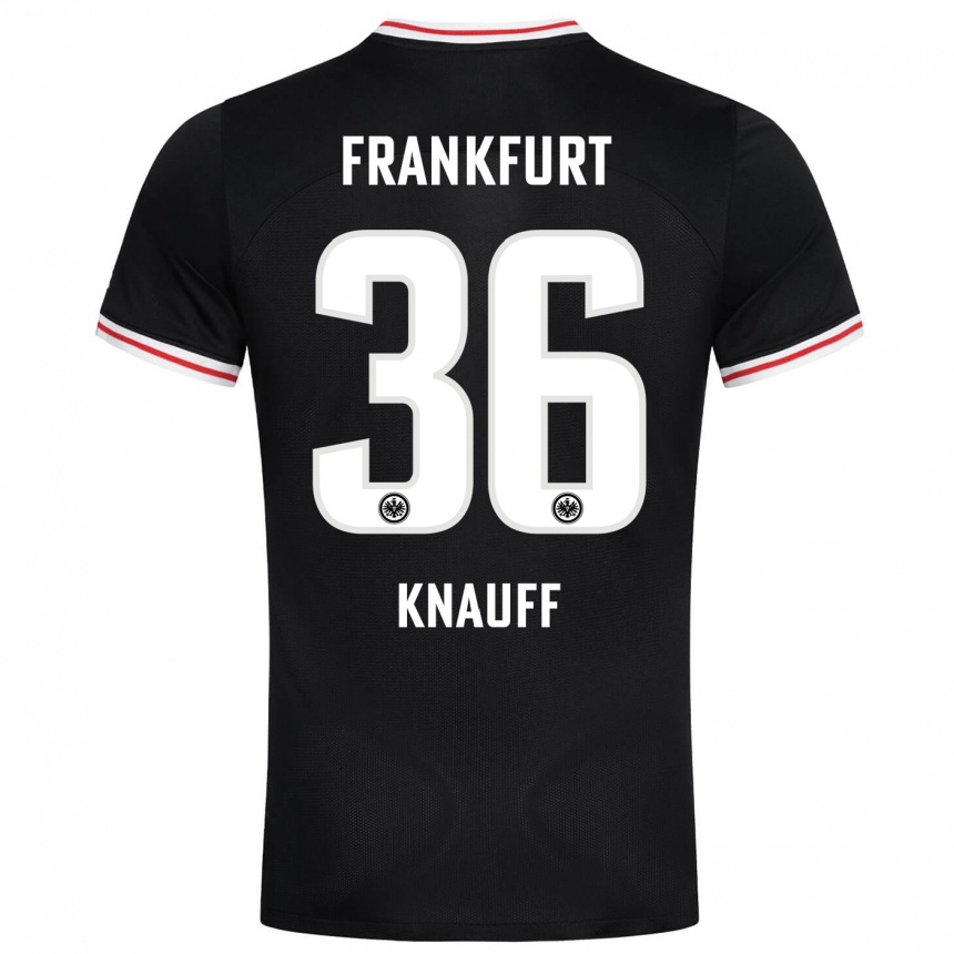Damen Fußball Ansgar Knauff #36 Schwarz Auswärtstrikot Trikot 2023/24 T-Shirt Luxemburg