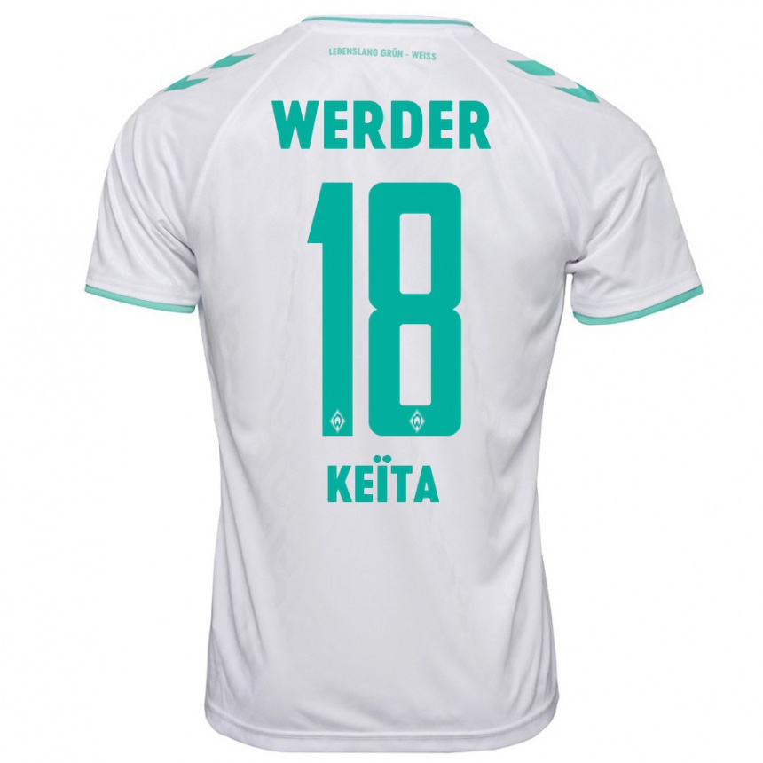Damen Fußball Naby Keïta #18 Weiß Auswärtstrikot Trikot 2023/24 T-Shirt Luxemburg