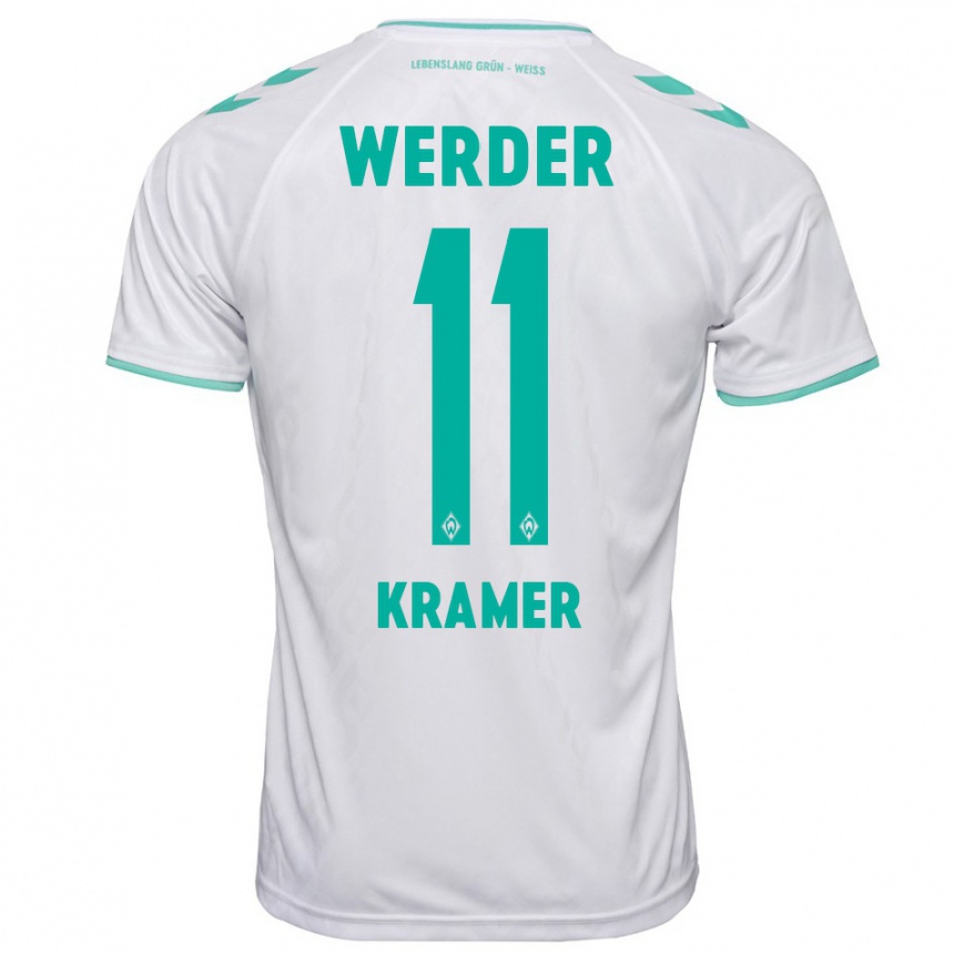 Damen Fußball Levi-Marinus Kramer #11 Weiß Auswärtstrikot Trikot 2023/24 T-Shirt Luxemburg