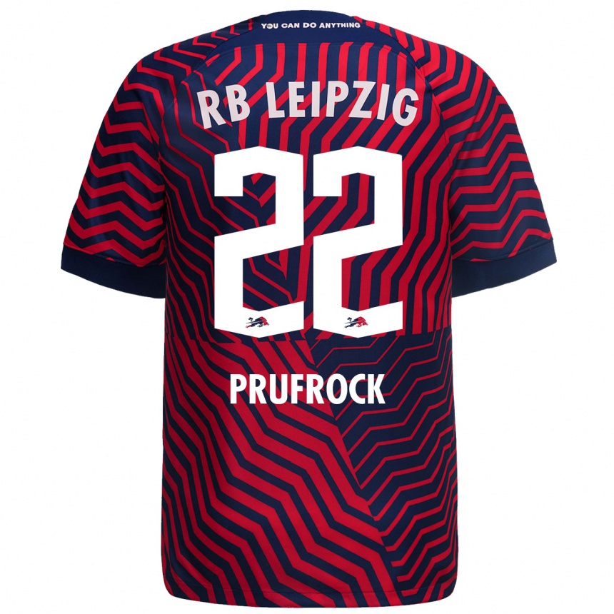 Damen Fußball Silas Prüfrock #22 Blau Rot Auswärtstrikot Trikot 2023/24 T-Shirt Luxemburg