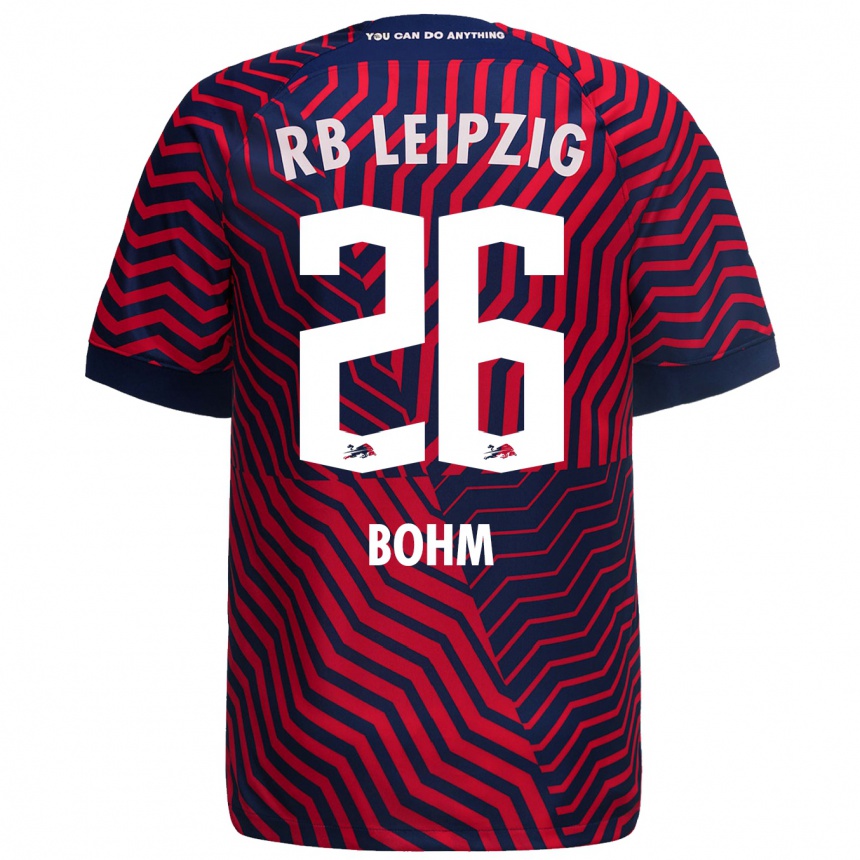 Damen Fußball Pepe Böhm #26 Blau Rot Auswärtstrikot Trikot 2023/24 T-Shirt Luxemburg