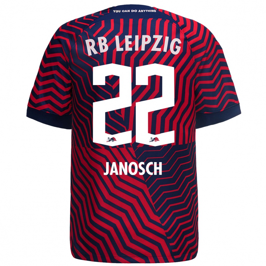 Damen Fußball Luca Janosch #22 Blau Rot Auswärtstrikot Trikot 2023/24 T-Shirt Luxemburg