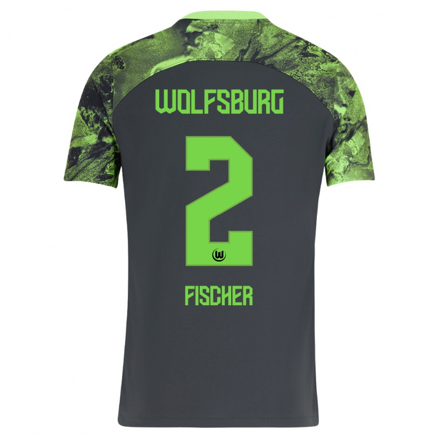 Damen Fußball Kilian Fischer #2 Dunkelgrau Auswärtstrikot Trikot 2023/24 T-Shirt Luxemburg