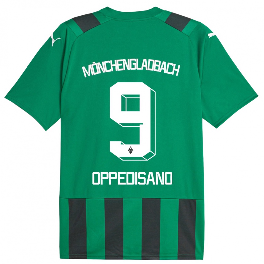 Damen Fußball Valentina Oppedisano #9 Schwarz Grün Auswärtstrikot Trikot 2023/24 T-Shirt Luxemburg