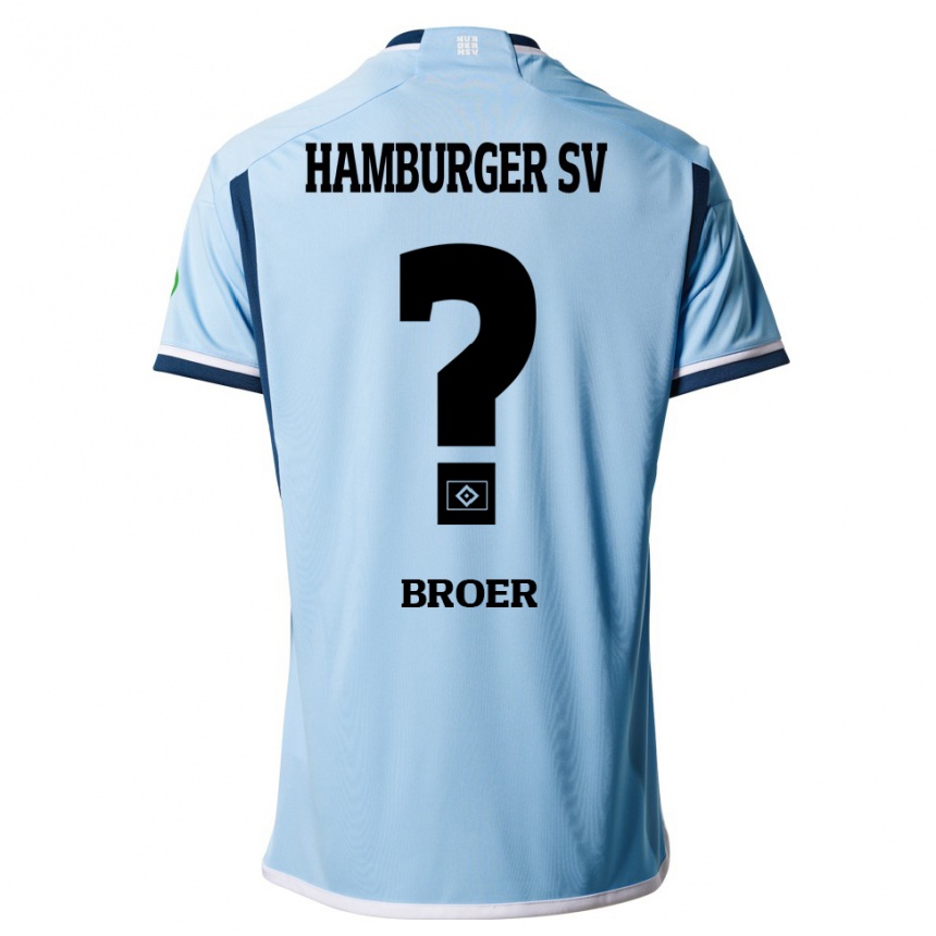 Damen Fußball Yannick Tim Bröer #0 Blau Auswärtstrikot Trikot 2023/24 T-Shirt Luxemburg