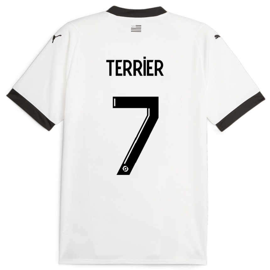 Damen Fußball Martin Terrier #7 Weiß Auswärtstrikot Trikot 2023/24 T-Shirt Luxemburg