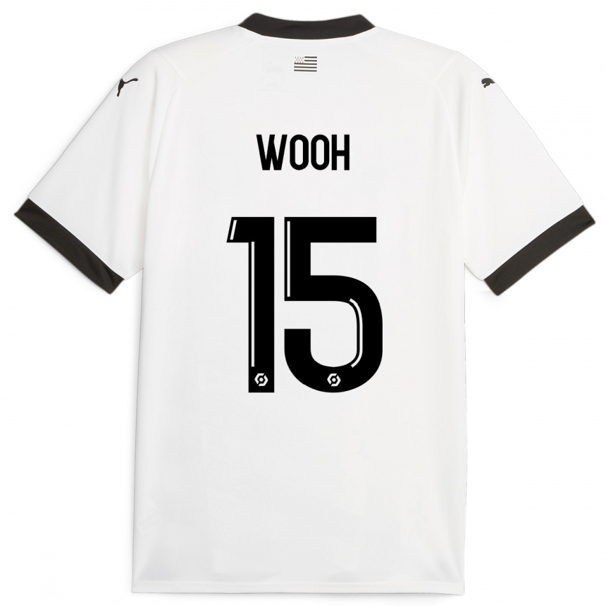 Damen Fußball Christopher Wooh #15 Weiß Auswärtstrikot Trikot 2023/24 T-Shirt Luxemburg