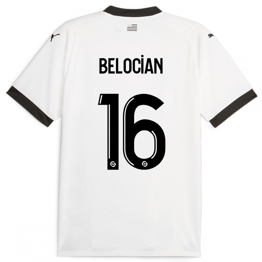 Damen Fußball Jeanuël Belocian #16 Weiß Auswärtstrikot Trikot 2023/24 T-Shirt Luxemburg