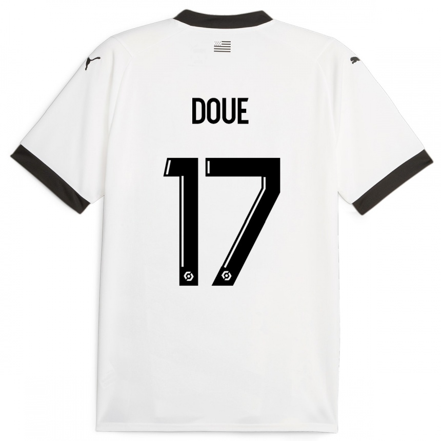 Damen Fußball Guéla Doué #17 Weiß Auswärtstrikot Trikot 2023/24 T-Shirt Luxemburg