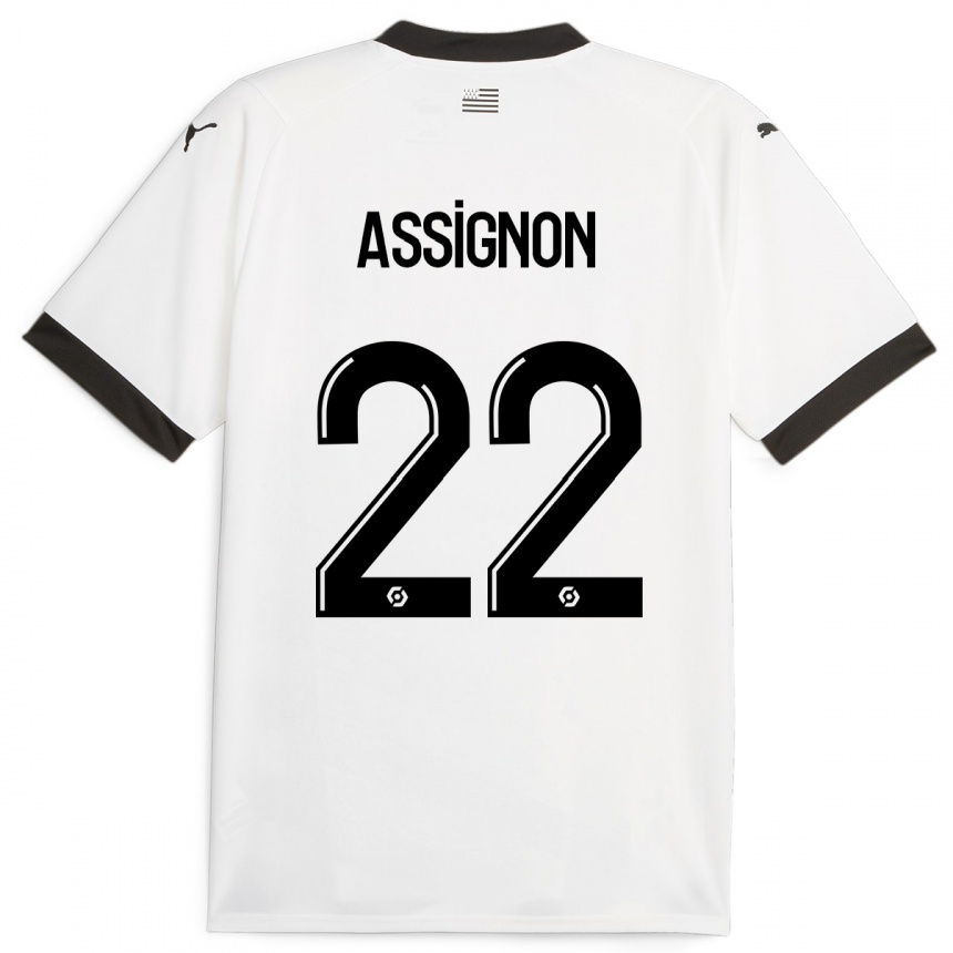 Damen Fußball Lorenz Assignon #22 Weiß Auswärtstrikot Trikot 2023/24 T-Shirt Luxemburg