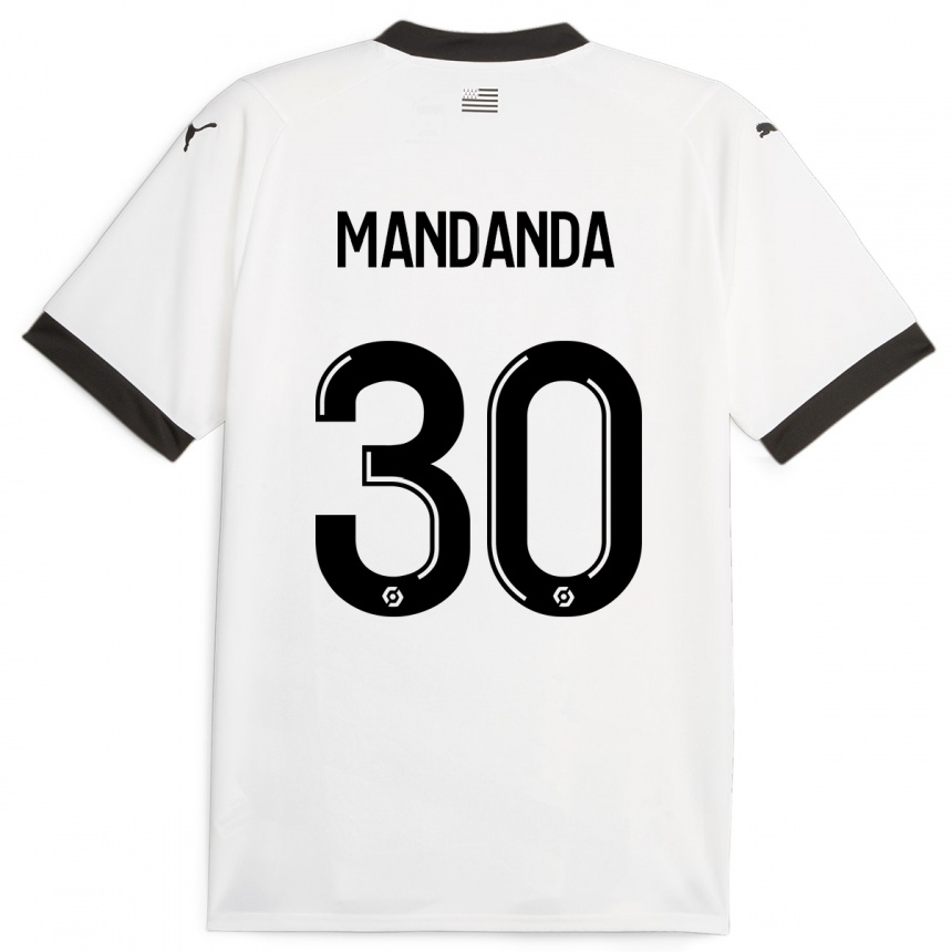 Damen Fußball Steve Mandanda #30 Weiß Auswärtstrikot Trikot 2023/24 T-Shirt Luxemburg