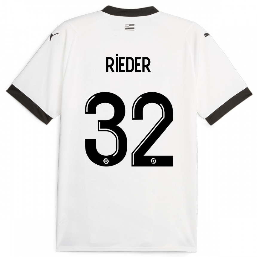 Damen Fußball Fabian Rieder #32 Weiß Auswärtstrikot Trikot 2023/24 T-Shirt Luxemburg