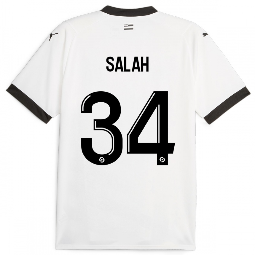 Damen Fußball Ibrahim Salah #34 Weiß Auswärtstrikot Trikot 2023/24 T-Shirt Luxemburg
