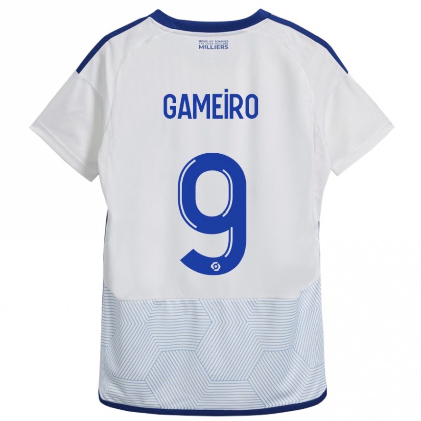 Damen Fußball Kévin Gameiro #9 Weiß Auswärtstrikot Trikot 2023/24 T-Shirt Luxemburg