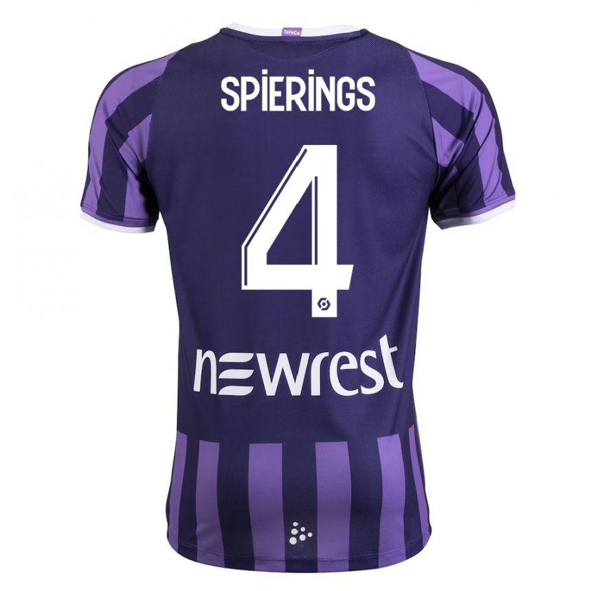 Damen Fußball Stijn Spierings #4 Lila Auswärtstrikot Trikot 2023/24 T-Shirt Luxemburg