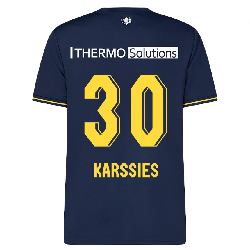 Damen Fußball Sam Karssies #30 Marine Auswärtstrikot Trikot 2023/24 T-Shirt Luxemburg