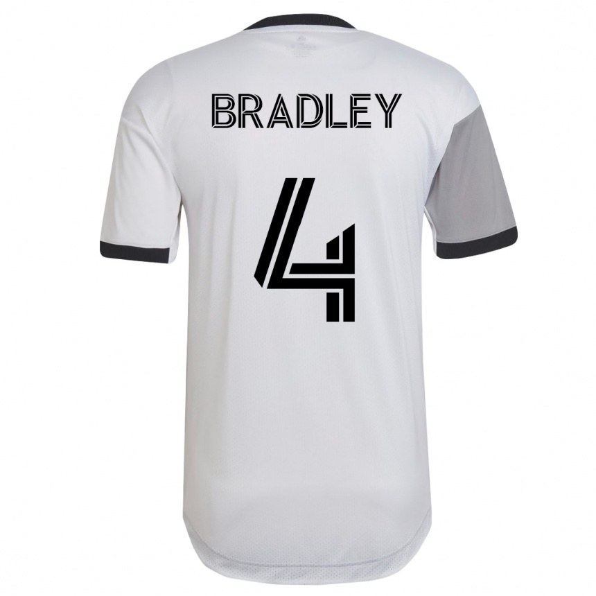 Damen Fußball Michael Bradley #4 Weiß Auswärtstrikot Trikot 2023/24 T-Shirt Luxemburg