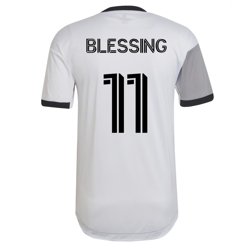 Damen Fußball Latif Blessing #11 Weiß Auswärtstrikot Trikot 2023/24 T-Shirt Luxemburg