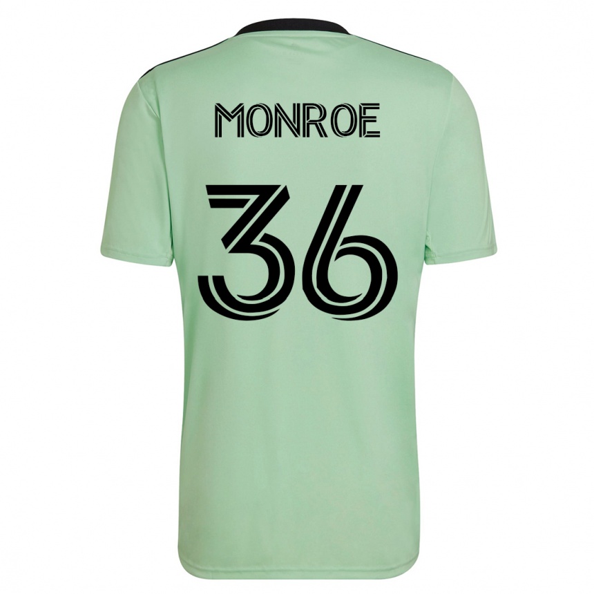 Damen Fußball Greg Monroe #36 Hellgrün Auswärtstrikot Trikot 2023/24 T-Shirt Luxemburg