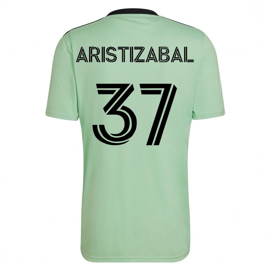 Damen Fußball Nicolas Aristizabal #37 Hellgrün Auswärtstrikot Trikot 2023/24 T-Shirt Luxemburg