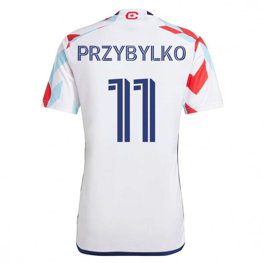 Damen Fußball Kacper Przybylko #11 Weiß Blau Auswärtstrikot Trikot 2023/24 T-Shirt Luxemburg