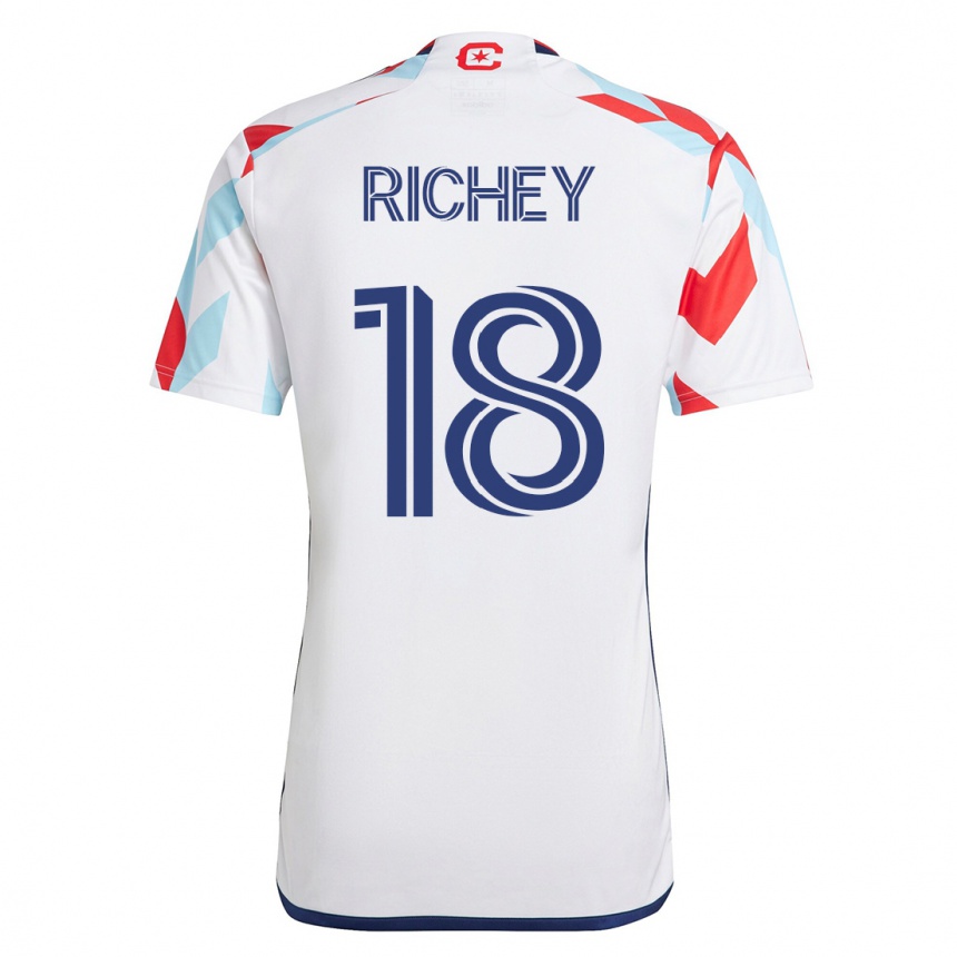 Damen Fußball Spencer Richey #18 Weiß Blau Auswärtstrikot Trikot 2023/24 T-Shirt Luxemburg