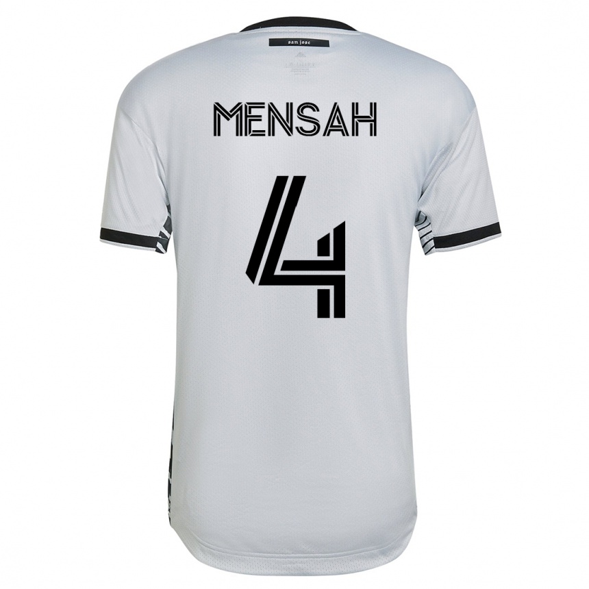 Damen Fußball Jonathan Mensah #4 Weiß Auswärtstrikot Trikot 2023/24 T-Shirt Luxemburg