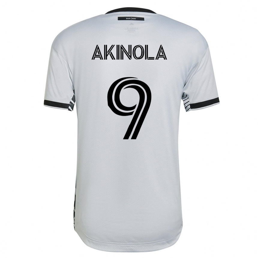 Damen Fußball Ayo Akinola #9 Weiß Auswärtstrikot Trikot 2023/24 T-Shirt Luxemburg