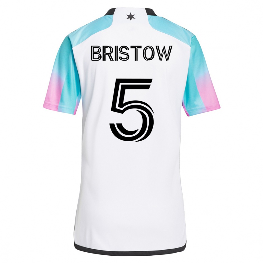 Damen Fußball Ethan Bristow #5 Weiß Auswärtstrikot Trikot 2023/24 T-Shirt Luxemburg