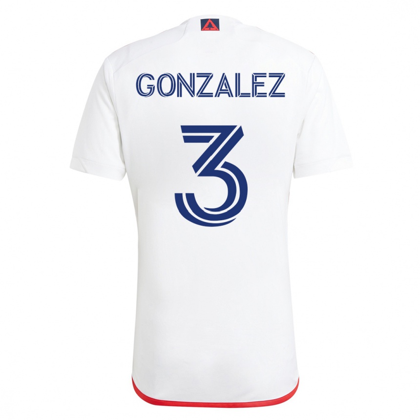 Damen Fußball Omar González #3 Weiß Rot Auswärtstrikot Trikot 2023/24 T-Shirt Luxemburg