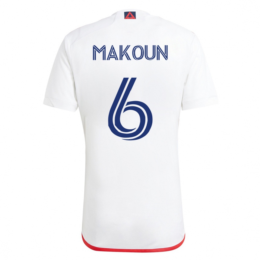 Damen Fußball Christian Makoun #6 Weiß Rot Auswärtstrikot Trikot 2023/24 T-Shirt Luxemburg