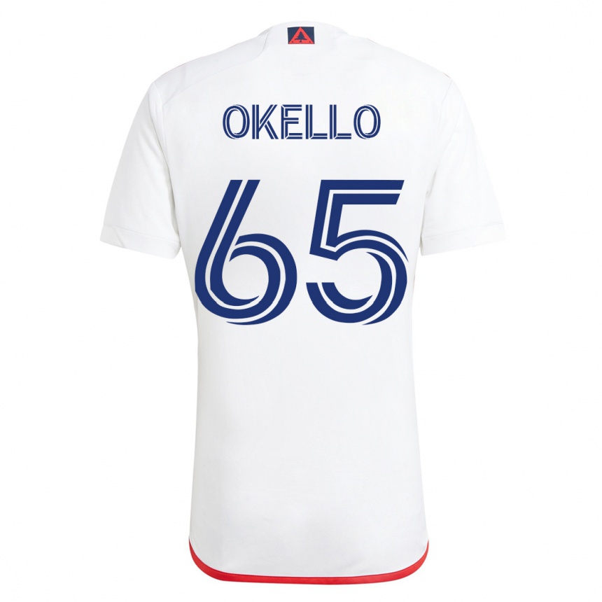 Damen Fußball Noble Okello #65 Weiß Rot Auswärtstrikot Trikot 2023/24 T-Shirt Luxemburg