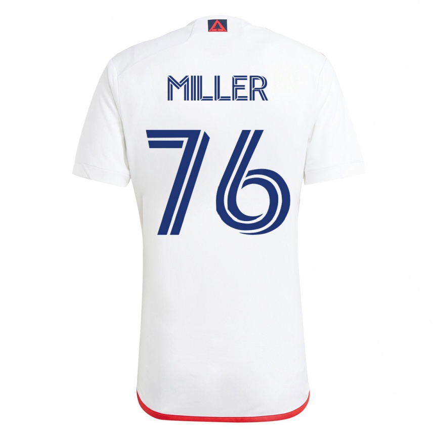 Damen Fußball Peyton Miller #76 Weiß Rot Auswärtstrikot Trikot 2023/24 T-Shirt Luxemburg